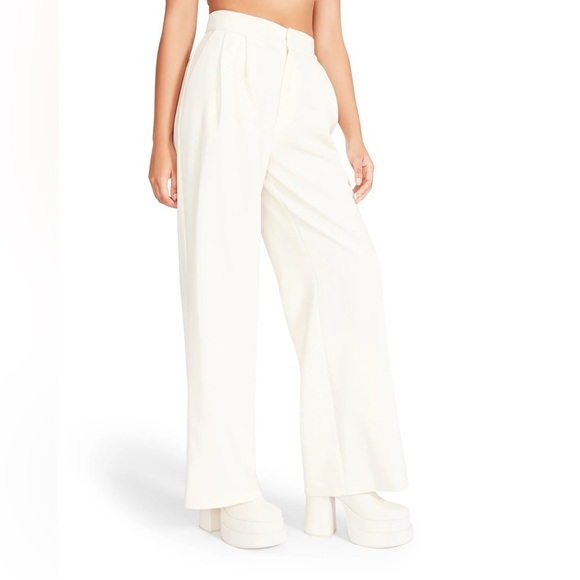 NWT Steve Madden Isabella Pleated Wide Leg Pants Size Medium Pristine Ivory - Picture 1 of 11
